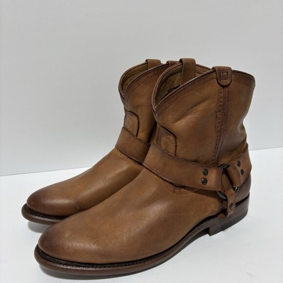 Frye Women’s Wyatt Harness Short Cognac Leather Boots, Size 8 M - Picture 5 of 7